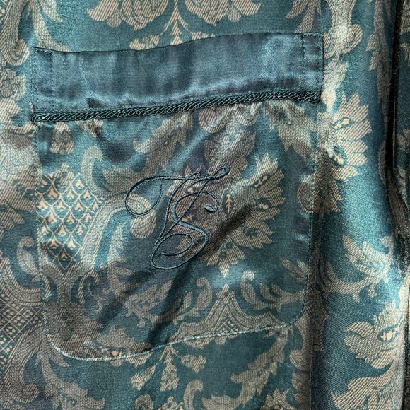 Vtg 90's Victoria’s Secret Y2K Green Gold Paisley Silky Pajama Set Size Small - Picture 6 of 12